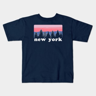 Up State New York Pine Tree Sunset Kids T-Shirt